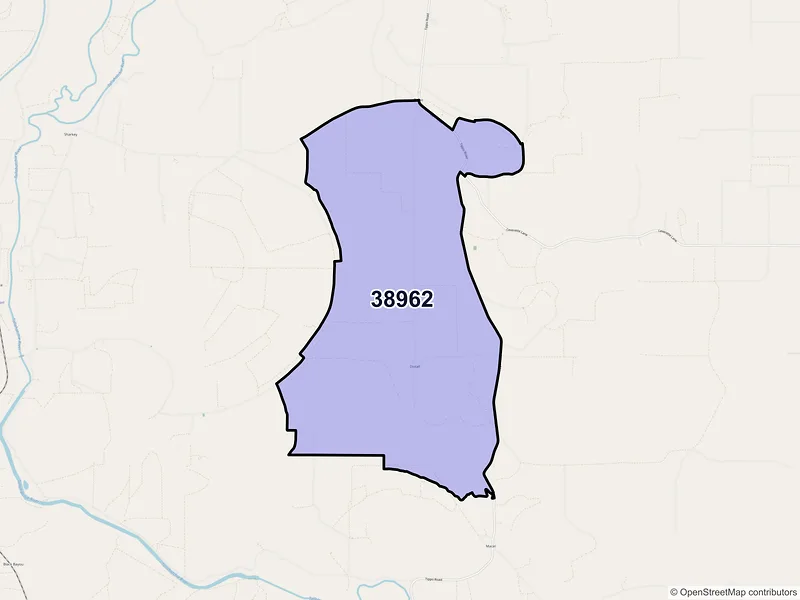 Map of Tippo, Mississippi and ZIP codes