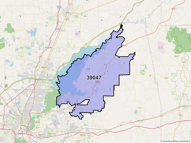 Map of ZIP Code 39047 — Brandon, MS