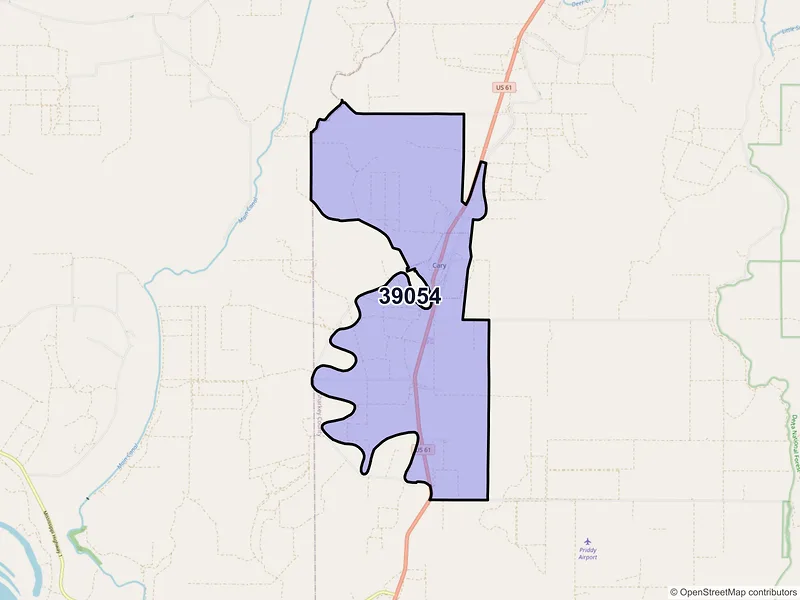 Map of ZIP Code 39054 — Cary, MS