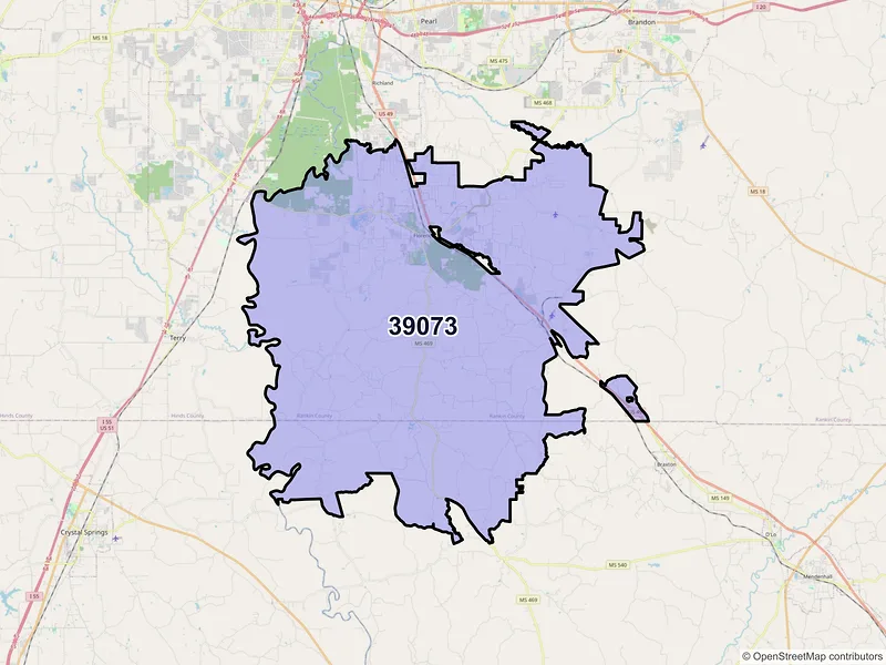 Map of Florence, Mississippi and ZIP codes