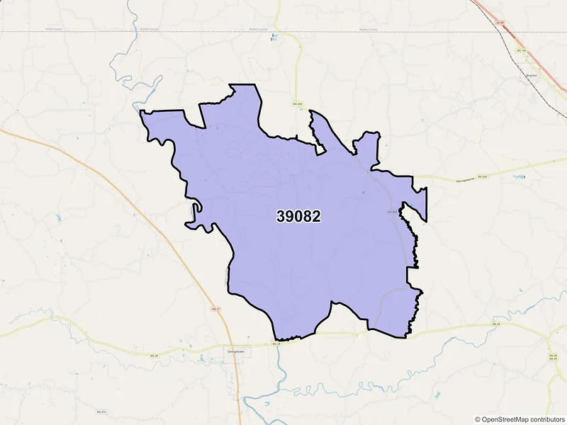Map of ZIP Code 39082 — Harrisville, MS
