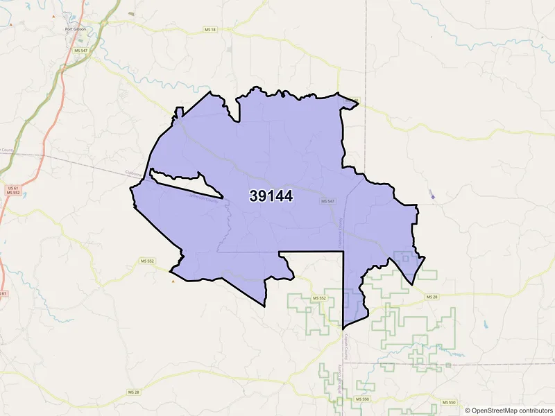 Map of Pattison, Mississippi and ZIP codes