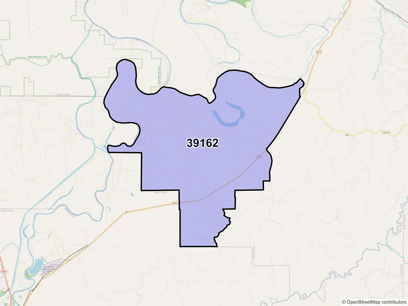 Map of Satartia, Mississippi and ZIP codes