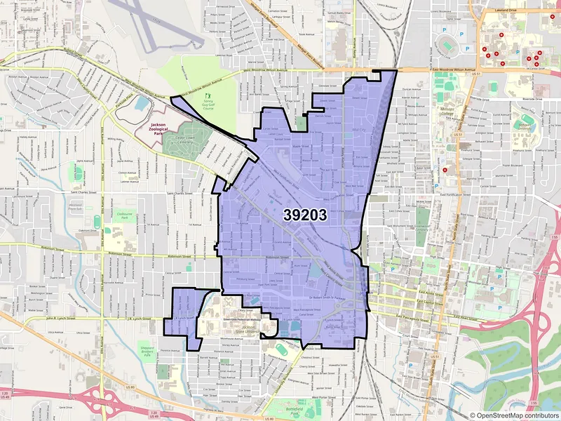 Map of ZIP Code 39203 — Jackson, MS