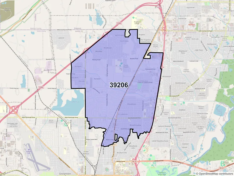 Map of ZIP Code 39206 — Jackson, MS