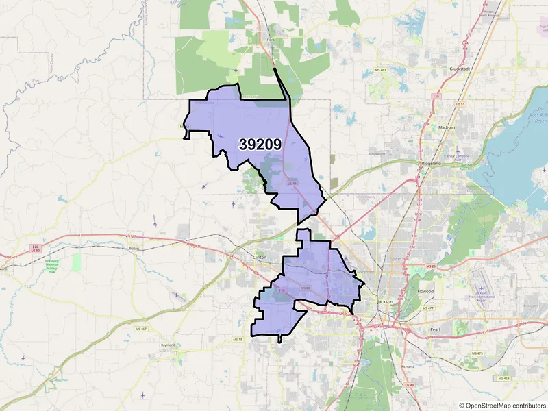 Map of ZIP Code 39209 — Jackson, MS