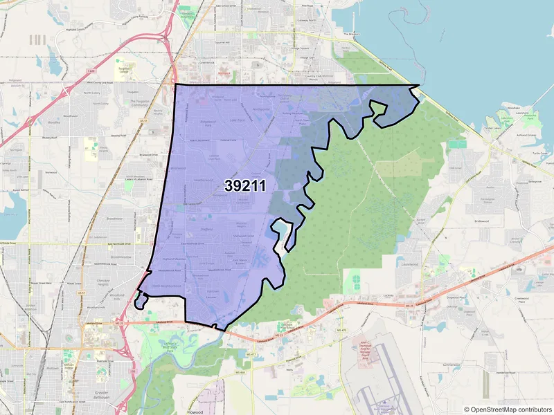 Map of ZIP Code 39211 — Jackson, MS