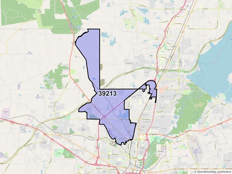 Map of ZIP Code 39213 — Jackson, MS