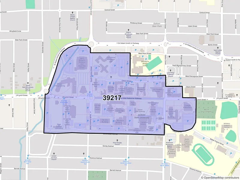 Map of ZIP Code 39217 — Jackson, MS