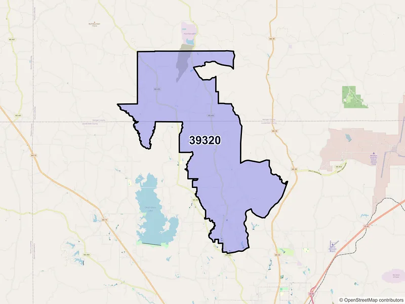 Map of ZIP Code 39320 — Bailey, MS