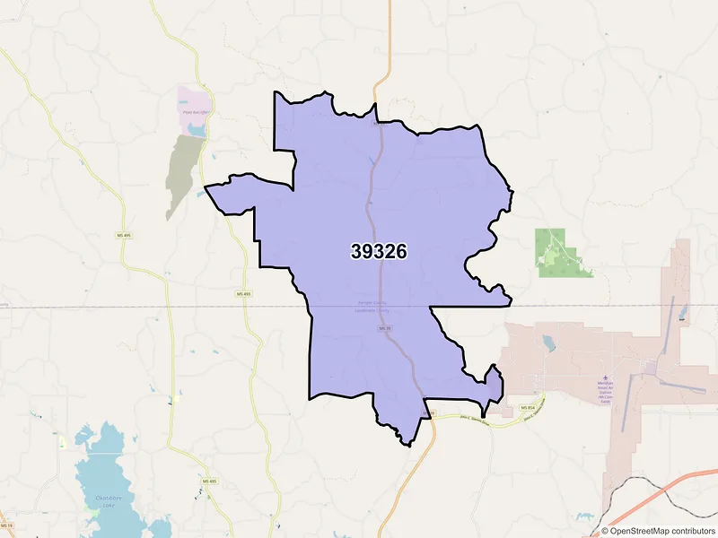 Map of ZIP Code 39326 — Daleville, MS