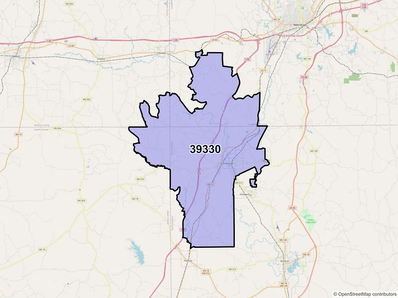 Map of ZIP Code 39330 — Enterprise, MS