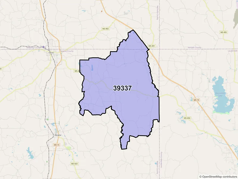 Map of ZIP Code 39337 — Little Rock, MS