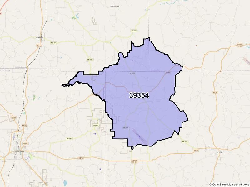 Map of Preston, Mississippi and ZIP codes