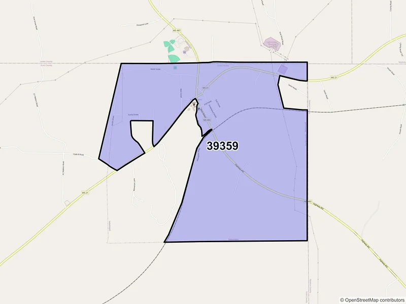Map of Sebastopol, Mississippi and ZIP codes