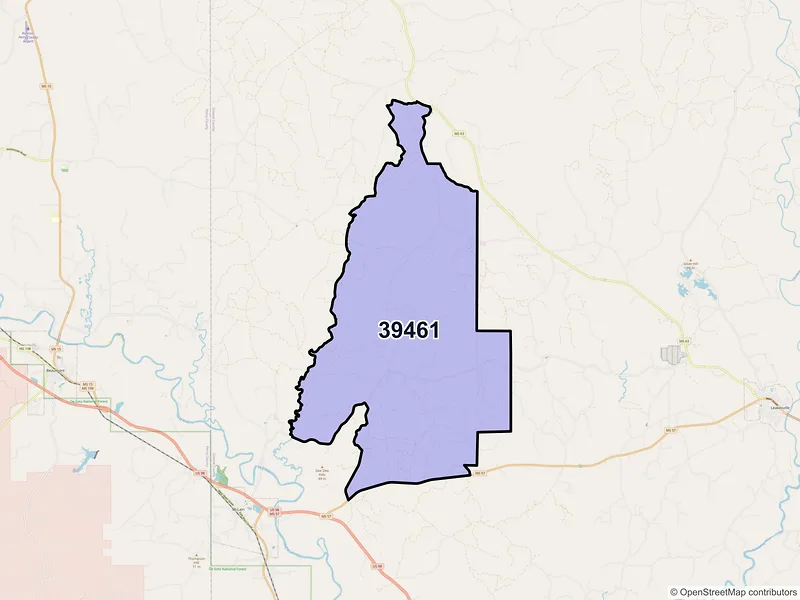 Map of ZIP Code 39461 — Neely, MS