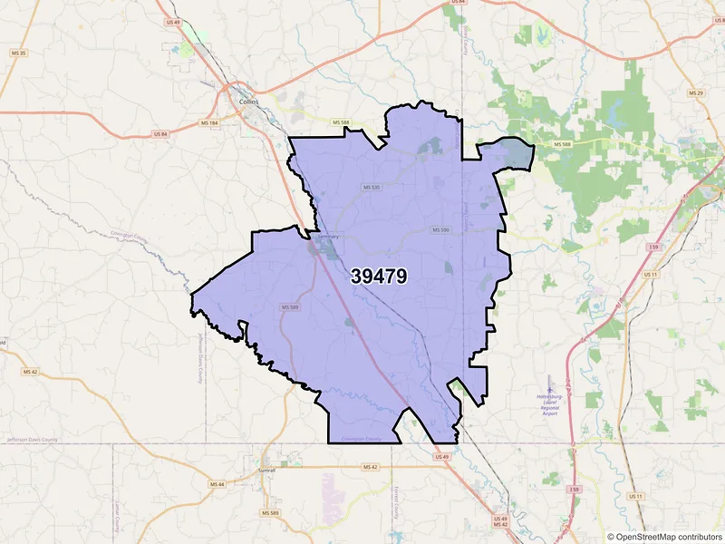 Map of Seminary, Mississippi and ZIP codes