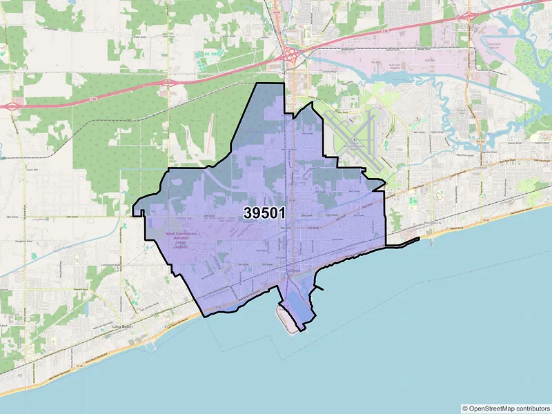 Map of ZIP Code 39501 — Gulfport, MS