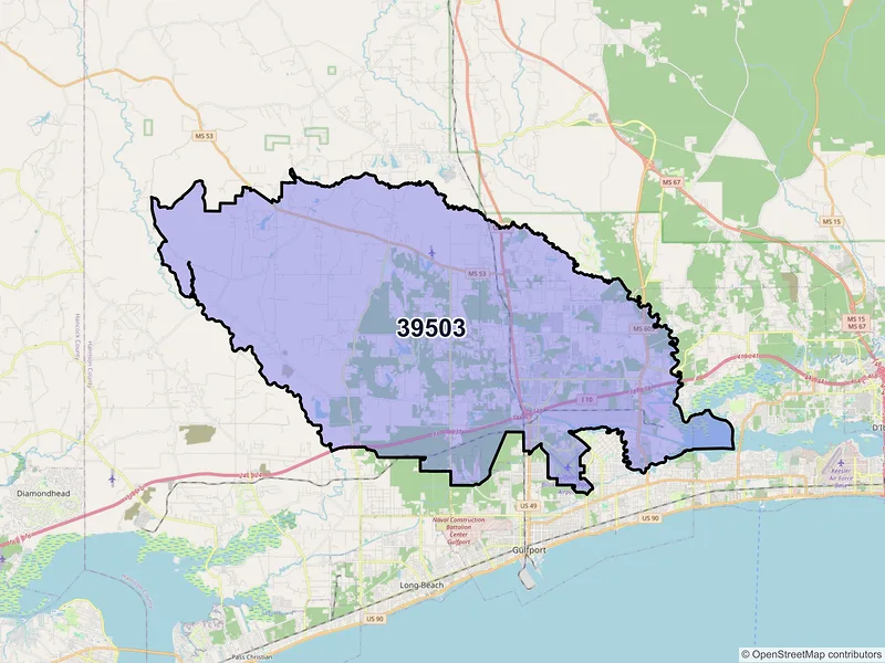 Map of ZIP Code 39503 — Gulfport, MS