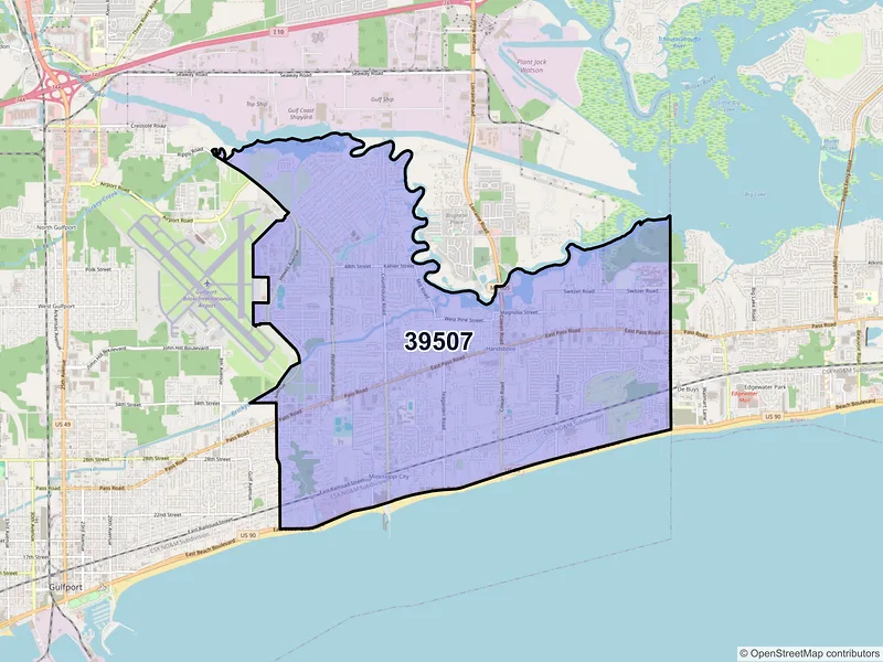Map of ZIP Code 39507 — Gulfport, MS