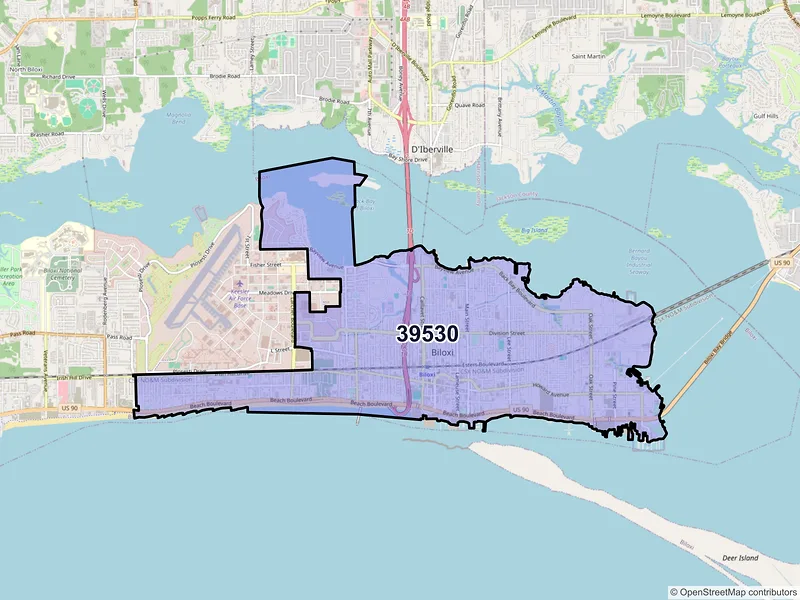 Map of ZIP Code 39530 — Biloxi, MS