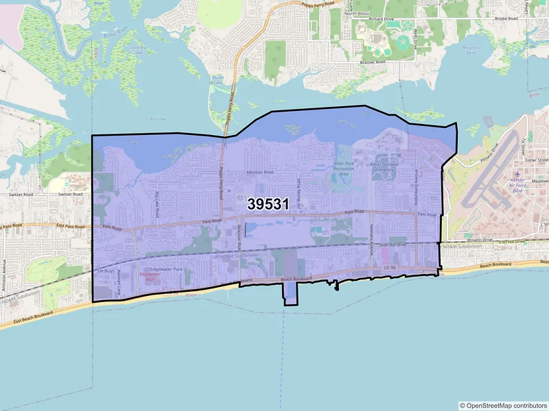 Map of ZIP Code 39531 — Biloxi, MS