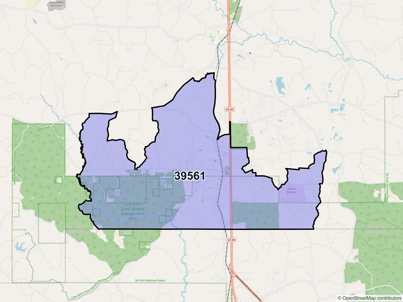 Map of ZIP Code 39561 — Mc Henry, MS