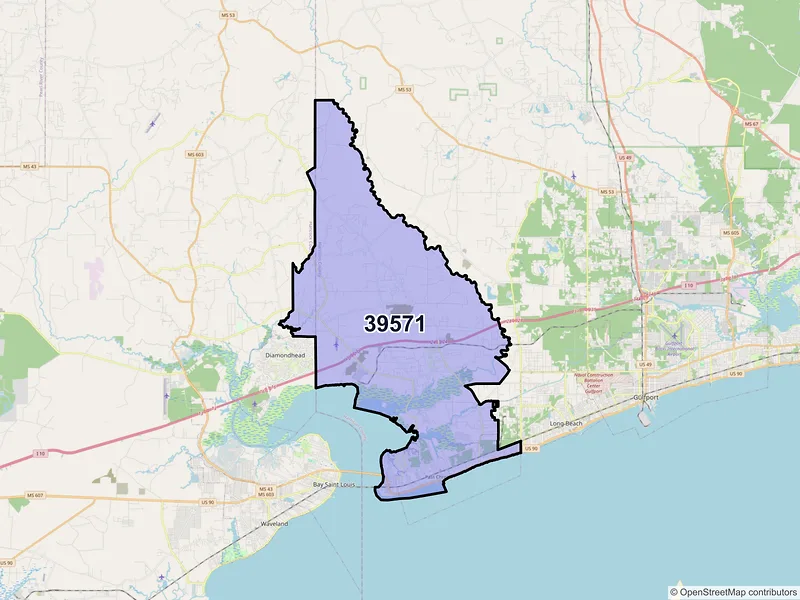 Map of ZIP Code 39571 — Pass Christian, MS