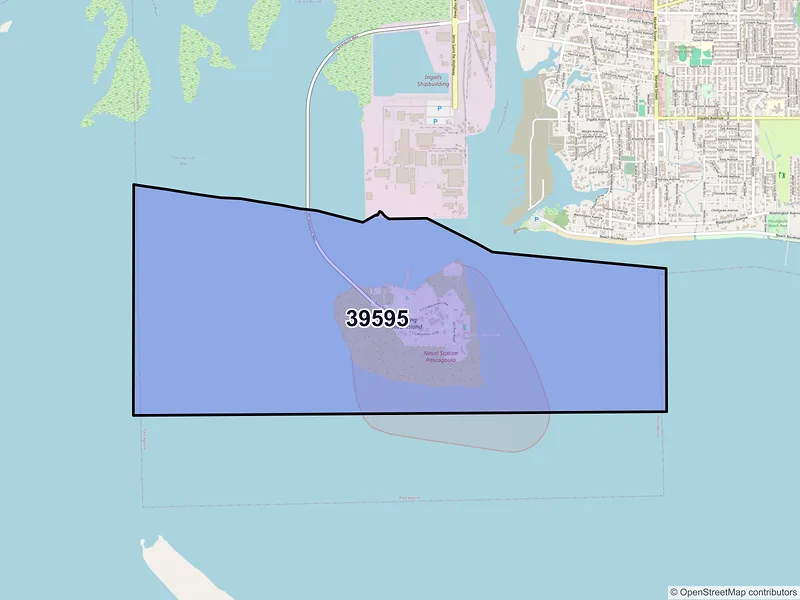 Map of ZIP Code 39595 — Pascagoula, MS