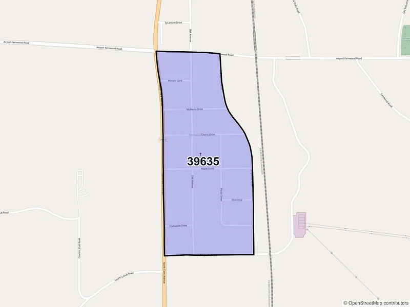 Map of Fernwood, Mississippi and ZIP codes
