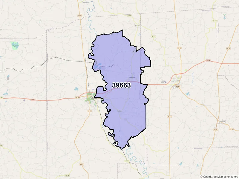 Map of ZIP Code 39663 — Silver Creek, MS