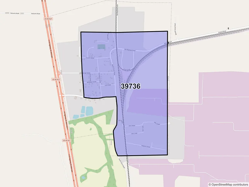 Map of Artesia, Mississippi and ZIP codes