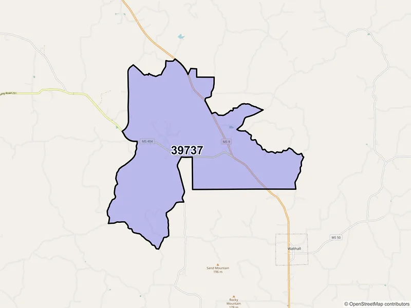 Map of Bellefontaine, Mississippi and ZIP codes