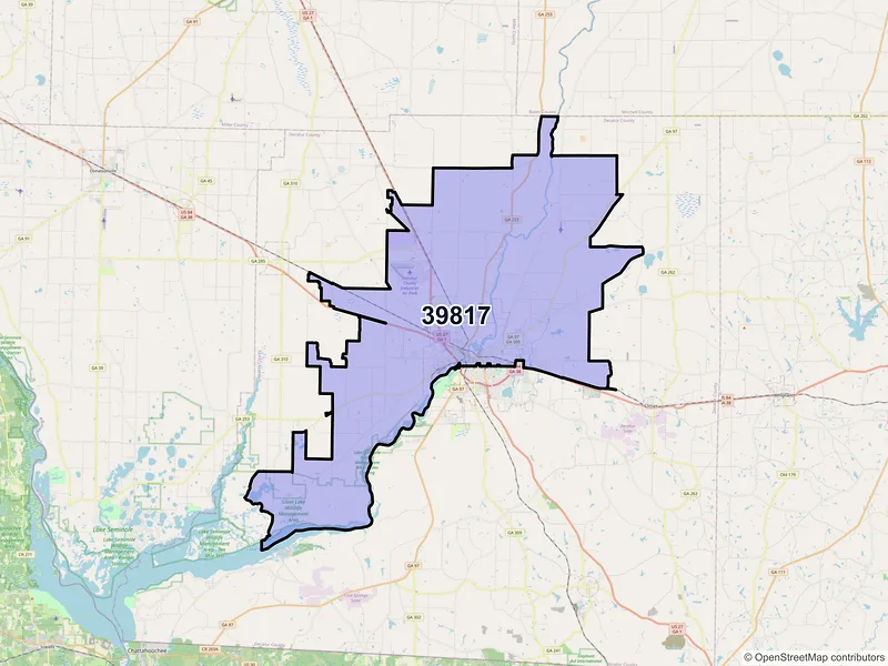 Map of ZIP Code 39817 — Bainbridge, GA