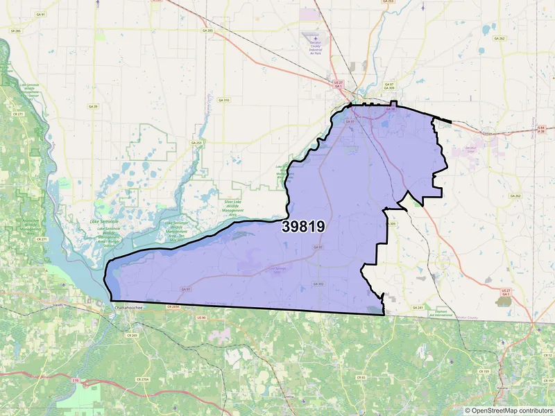 Map of ZIP Code 39819 — Bainbridge, GA