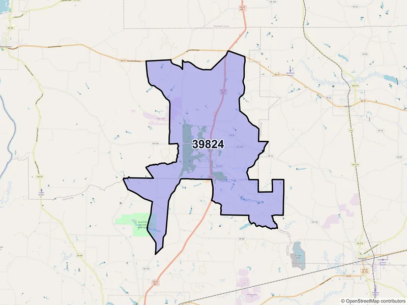 Map of Bluffton, Georgia and ZIP codes
