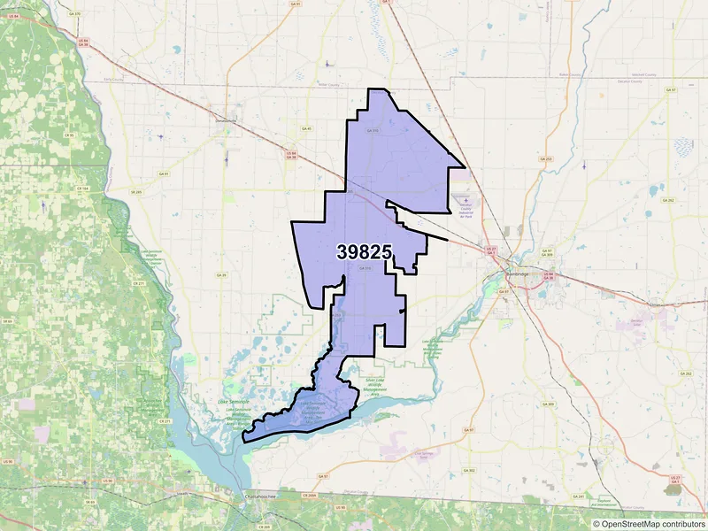 Map of Brinson, Georgia and ZIP codes