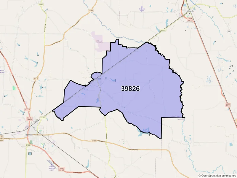 Map of ZIP Code 39826 — Bronwood, GA