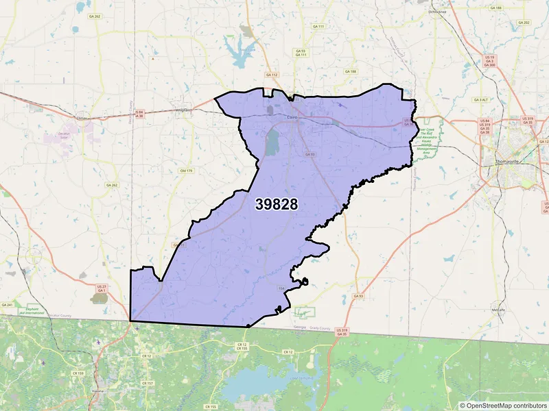 Map of ZIP Code 39828 — Cairo, GA