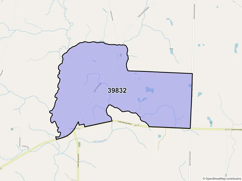 Map of Cedar Springs, Georgia and ZIP codes