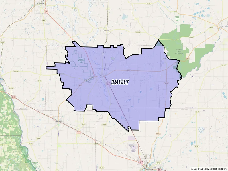 Map of ZIP Code 39837 — Colquitt, GA
