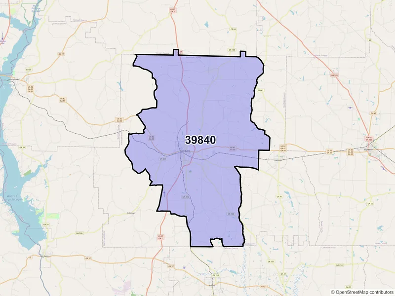 Map of ZIP Code 39840 — Cuthbert, GA