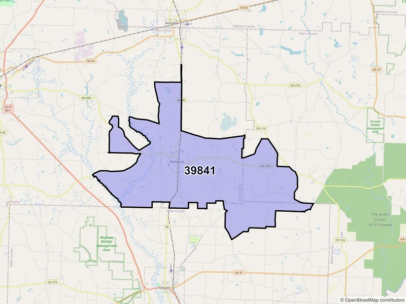 Map of ZIP Code 39841 — Damascus, GA