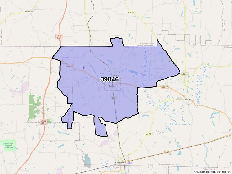 Map of ZIP Code 39846 — Edison, GA