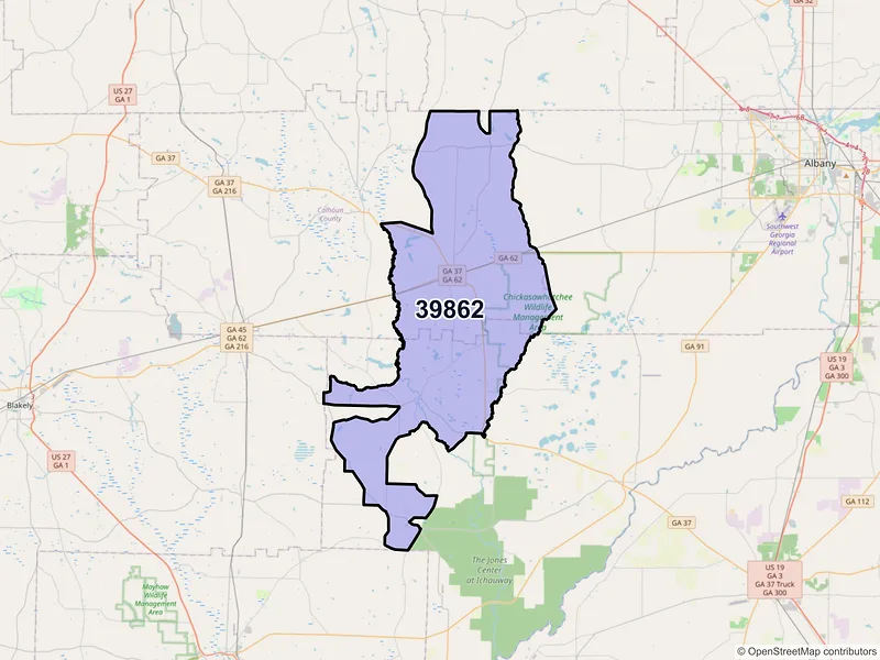 Map of ZIP Code 39862 — Leary, GA
