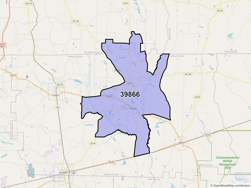 Map of ZIP Code 39866 — Morgan, GA