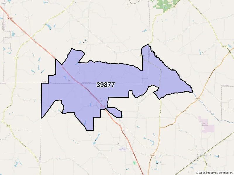 Map of ZIP Code 39877 — Parrott, GA