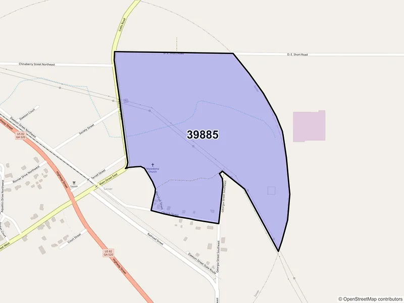 Map of Sasser, Georgia and ZIP codes