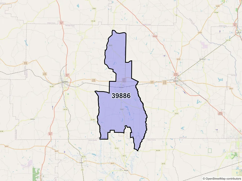Map of ZIP Code 39886 — Shellman, GA