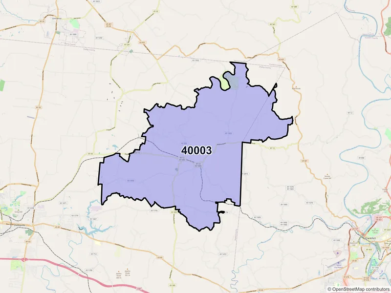 Map of Bagdad, Kentucky and ZIP codes